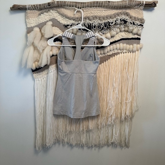 SOLD- Lululemon Tank Top Womens Size 0 XXS Grey White Thick Straps Stripes - Picture 3 of 6